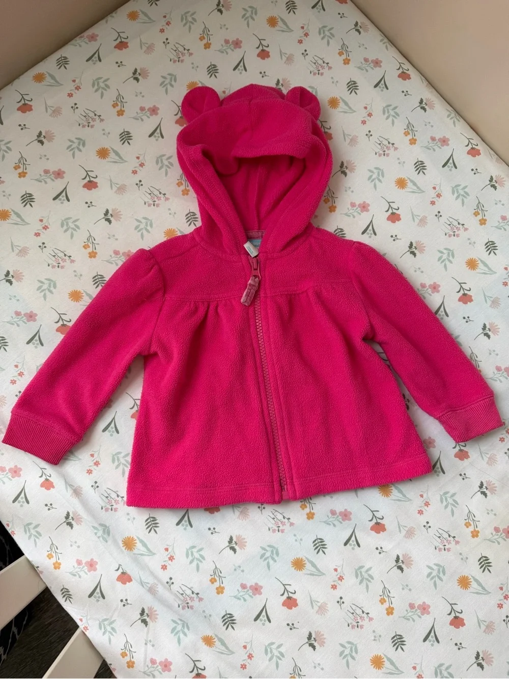 Toddler Hot Pink Hooded Zip-Up Fleece Jacket with Ears